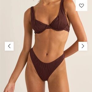 Rhythm Brown Textured Underwire Bikini Set
